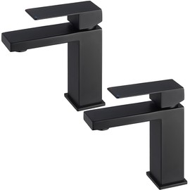 KES Black Bathroom Faucet 2 Pack Single Hole for Vanity Sink Faucet cUPC Certified Stainless Steel Matte Black, L3156ALFF12-BK-P2