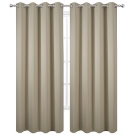 LEMOMO Blackout Curtains 52 x 84 Inch Long Beige Curtains Set of 2 Panels Room Darkening Curtains for Bedroom and Living Room