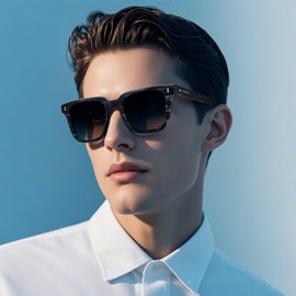 AVAWAY Polarisierte Sonnenbrille Herren Damen Unisex Quadrat Acetat Rahmen Retro Vintage UV400 Schutz Männer Fahrenbrille Angeln