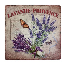 zeitzone Tin Sign Lavande de Provence Decorative Sign Lavender Nostalgia 30 x 30 cm