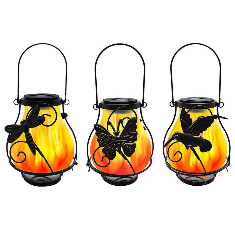 Solar Flame Lantern Lights Flickering Flames Outdoor Solar Lights Hanging