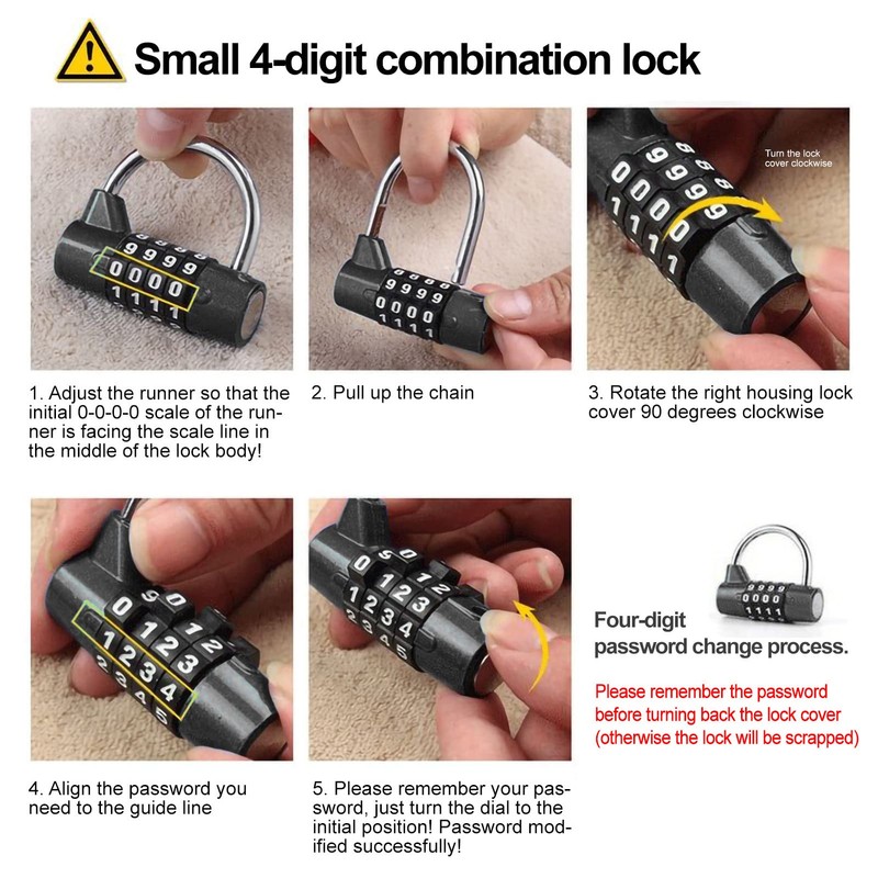 Door Password Lock,4 Dial Digit Code Combination Padlock Security Password