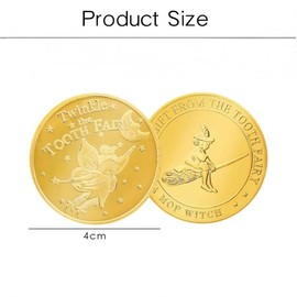 Tooth Fairy Gold Coins – 2 Pieces Commemorative Fairy Game Tokens with Storage Bag or Box – Reward Coins for Lost Tooth Surprise – Tooth Fairy Gifts and Souvenirs for Boys, Girls and Children