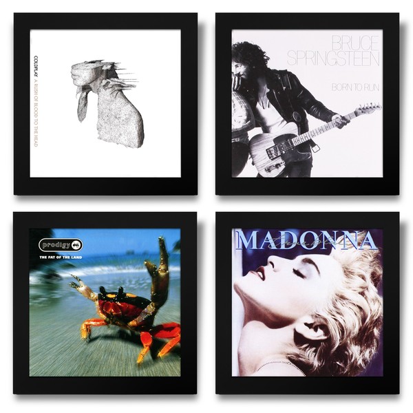 Show and Listen Album Cover Display Frame, Flip Frame Displays Vinyl Records (Four Pack, Black)