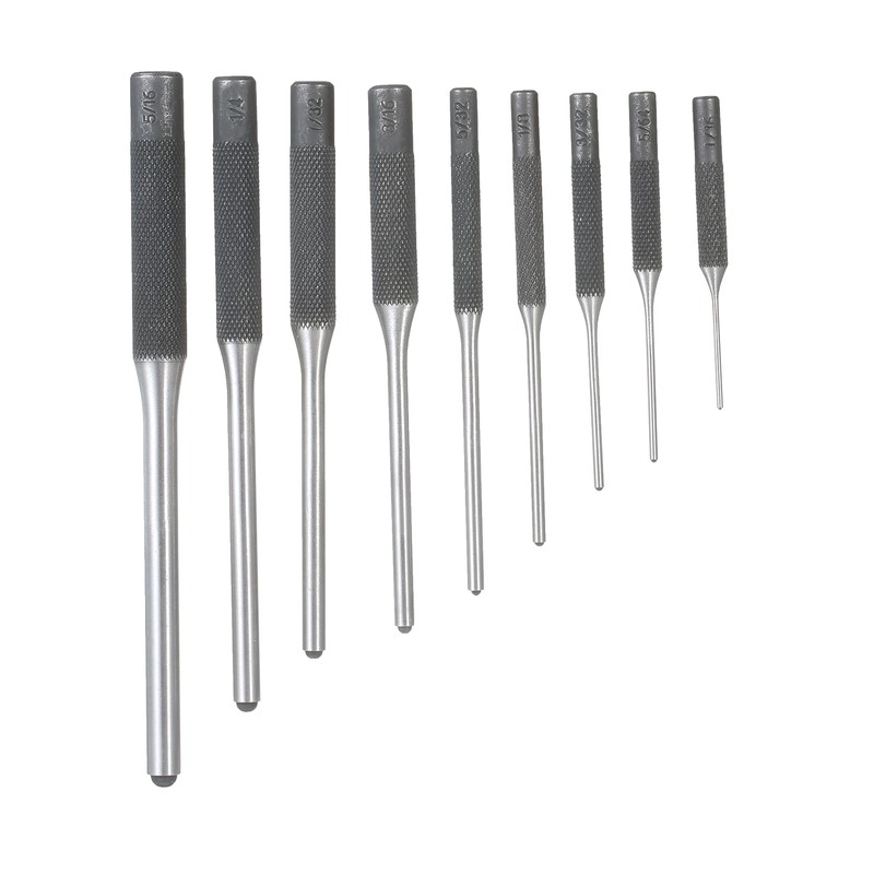 9 Pieces Roll Pin Punch Set Steel Punches Hand Pin