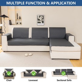 Eismodra Couch Covers for 3 Cushion Couch Sofa Cover Sectional Slipcovers Washable Furniture Protector for Dogs Pet L Shaped Chaise Lounge,Dark Gray 36 x 70 inches (Only 1 Piece)