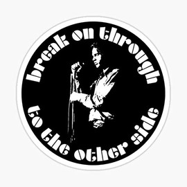 Jim Morrison - Break On Through to The Other Side - White Stencil Sticker - Sticker Graphic - Auto, Wall, Laptop, Cell, Truck Sticker for Windows, Cars, Trucks