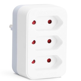 Aigostar Multiple Socket for Euro Plug, Socket Adapter 3 Compartments, 3 Euro Socket, Child Lock, 2300 W, White