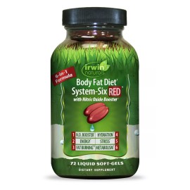 Irwin Naturals Body Fat Diet System-Six RED with Nitric Booster Metabolism 72 ct
