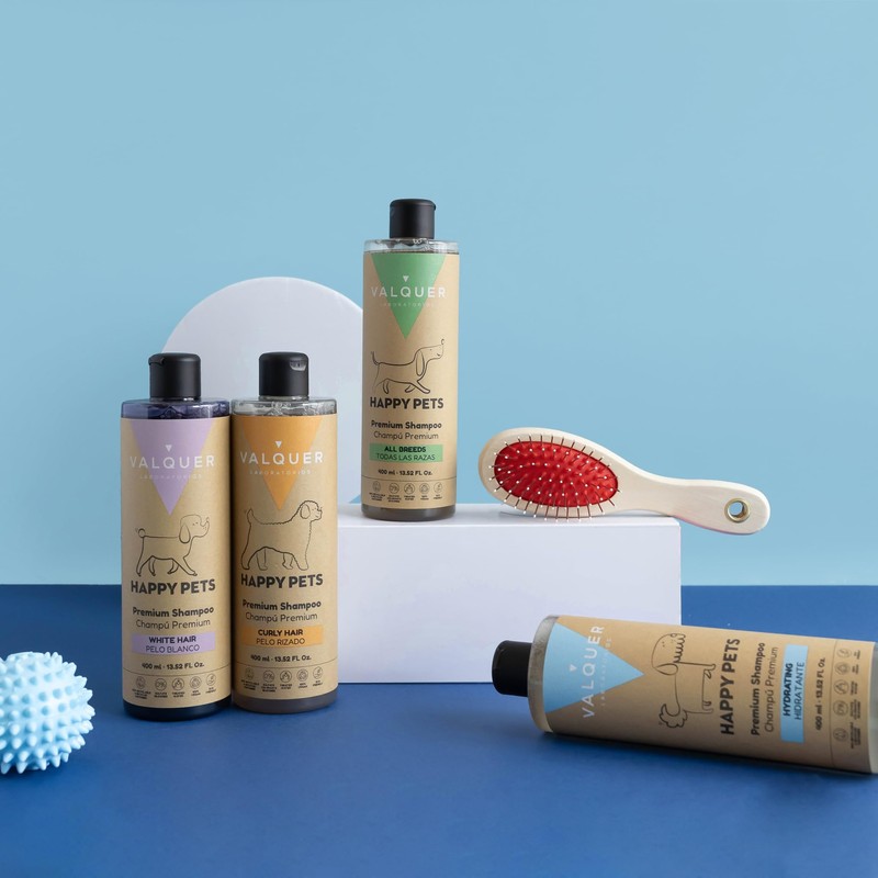 Valquer Premium-Hundeshampoo mit weißem oder hellem Fell, mit Panthenol und