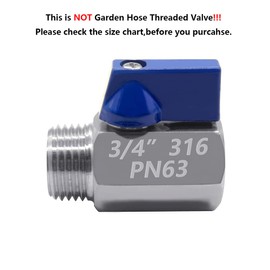 Beduan 3/4" Mini Ball Valve, 316 Stainless Steel Female x Male NPT Thread Shut-Off Valve(Pack of 1)