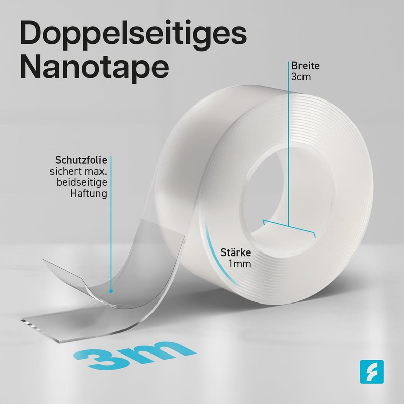 FIXWERK Nano Tape, Double-Sided Nano Tape, Extra Strong, 3 Metre