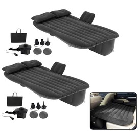 VaygWay Inflatable Car Air Mattress – 2 Pk Air Bed with Pump Kit –Portable Back Seat Travel Air Mattress – Camping Vacation Blow up Bed Cushion - Sleeping Pad with 2 Pillows - Universal Car SUV Truck