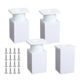 Luabue Pack of 4 Adjustable Furniture Feet, Table Legs, Furniture Legs, 6 cm, Square Aluminium Alloy White Base Feet, Table Foot, Couch Feet, Bed Feet for Tables, Cupboards, Sofas, Beds, Shelves