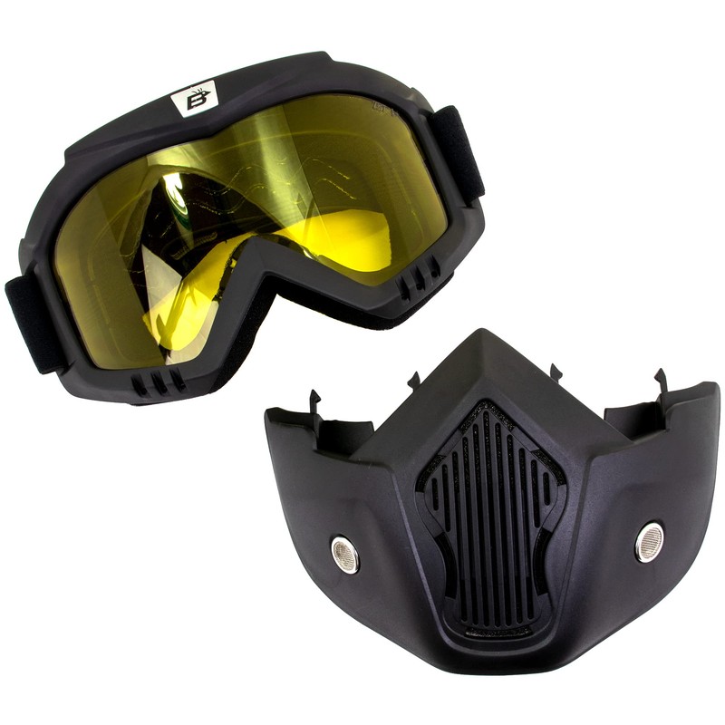 Birdz Eyewear Skylark Motorcycle Goggles with Removable Face Mask Black