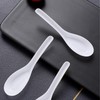Disposable White Plastic Spoons, 5.3" Asian Soup Spoons,Chinese Spoons,tasting spoon,Front