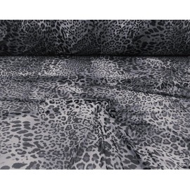Power Net Stretch Mesh Nylon Spandex Sheer Printed Cheetah Gray Black Z501