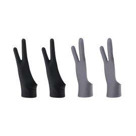 4 Pack Artist Gloves for Drawing Tablet Free Size with Two Fingers for Graphics Pad Painting Good for Right or Left Hand - 3.15 x 8 inch