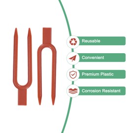 M METERXITY 300-Pack Plastic Gardening Plant Pins, 1.97Inch/50mm Length Plant Clips, Farming Plant Fixing Clips Flowers Watermelons Vines Plant Clips for Plants Support [Red]