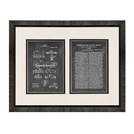 Pocket-knife Patent Art Chalkboard Print in a Beveled Black Wood Frame with a Double Mat (16" x 20") M15528