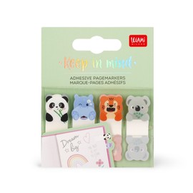Legami - Keep in Mind Page Markers, 80 Page Marker Stickers (20x4), Writeable and Removable Stickers, Cute Animals, 7 x 5.5 cm