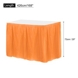 sourcing map 1 Pack Orange Plastic Table Skirts, 29 in x 14 Ft Table Skirts for Rectangle Tables, Disposable Table Covers for Birthday Wedding Party