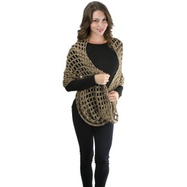 ToBeInStyle Women's Winter Super Warm Chunky Oversized Knit Wrap & Infinity Scarves - Net Knit - Mocha