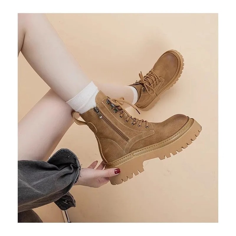 Botas Martin Retro Con Suela Gruesa A Media Pantorrilla Para