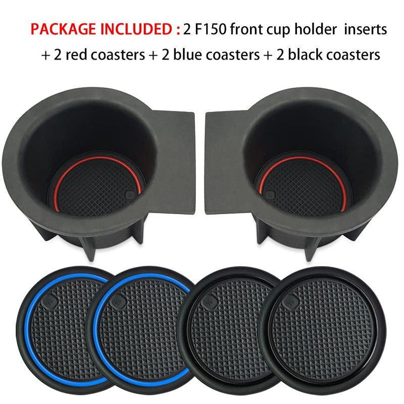AOTEMILK TPE Console Cup Holder Inserts Replacement for Ford F150