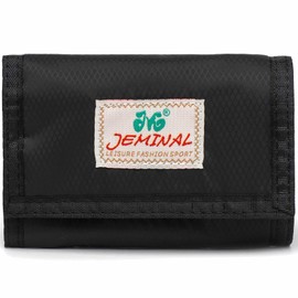 ＪＭ ＪＥＭＩＮＡＬ 杰米路 JEMINAL Tri-fold canvas ultra-thin waterproof wallet men's and women's keychain wallet (Black)
