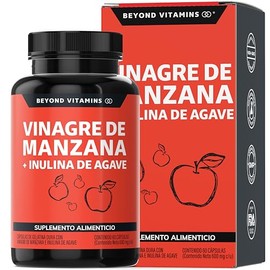 Vinagre de Manzana + Inulina de Agave | 60 Cápsulas de 500mg de Vinagre de Manzana + 100 mg de Inulina de Agave | 2x contenido vs gomitas y sin azúcar