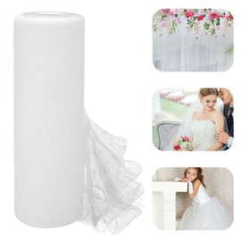 30 cm x 91.5 m Tulle Fabric, Tulle Fabric Roll, Tulle Ribbon, Table Decoration, Organza Fabric, Tulle Roll for DIY Crafts, Tutu Skirt, Craft, Bow, Party Decoration, Gift (White)