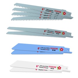 flintronic Reciprocating Saw Blade, 10 Pieces Reciprocating Saw Blades, 150 mm/200 mm Saw Blades Set, Saw Blades, Accessories Reciprocating Saw for Wood, Metal & Plastic, Compatible with Standard