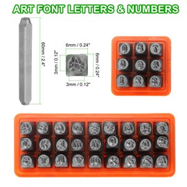 HARFINGTON 36pcs Metal Stamping Kit 1/8" (3mm) Steel Uppercase Letter and Number Punch Set (A-Z / 0-8 / "&" Symbol) Artistic Font Punch Press Tool for Imprinting Metal Plastic Wood Leather