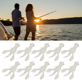 10Pcs Soft Fishing Lures, 5.5cm / 2.2in Crawfish Bait Shrimp Lobster Claw 26g / 0.9oz Artificial Shrimp Lures for Freshwater Saltwater, Lure Baits for Trout Bass Walleye Crappie (Luminous)