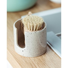 Zoeeker Kitchen Sink Sponge Holder, Dish Sponge Rack Ceramic Brush Holder Farmhouse Kitchen Accessories for Sponge, Scrubbers, Bathroom, Sink, Speckled Glaze