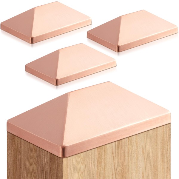 Blulu 4 Pcs 4''x6'' (Actual 3.5''x5.5'') Solid Copper Pyramid Post