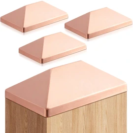 Blulu 4 Pcs 4''x6'' (Actual 3.5''x5.5'') Solid Copper Pyramid Post Cap Fence Pyramid Decking Caps for True/Actual Metal Wood Cedar Fence Deck Corridors Mailbox Posts End Cover