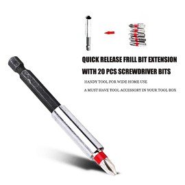 Screwdriver Bit Set Mixed 20 PCS+ Drill Bit Holder 75MM Screwdriver Bits Holder Universal 1/4” Hex Shank Quick Release Magnetic Drill Bit Holder Flexible Drill Bit Extension