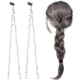 Beaupretty Rhinestone Hair Chains Hair Clips for Braiding Punk Tassels Hair Clips Crystal Star Hair Extensions Hair Accessories for Braids Pack of 2