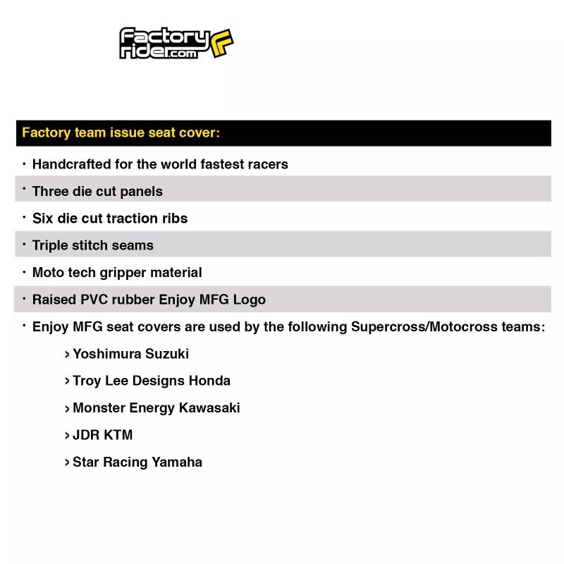 Enjoy MFG 2002-2024 SUZUKI RM 85 Seat Cover BLACK SIDES