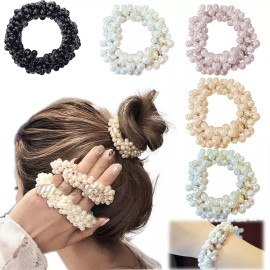 THE9SHOP 5 Colores Perlas Cabello Ligas Elásticas Estilo De Moda Niña