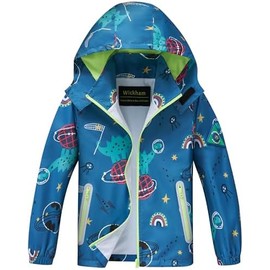 WICKHAM - chamarra impermeable para niños y niñas, con capucha desmontable, ligera para niños