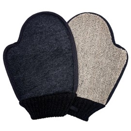 Estfin 2 Pack Natural Linen Glove Mitt Mitten Cleanse Pad for Exfoliating Bath Shower Spa Massage and Body Scrubs, Dead Skin Cell Remover for Men and Women