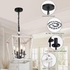 4 Light Rustic Chandelier, Farmhouse Lantern Fixture with Brushed White