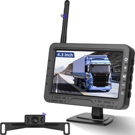 NHOPEEW Kabelloses Auto-Rückfahrkamera-Kit mit 4,3"-Monitor, einstellbare Parklinien, IP68 wasserdichte Auto-Rückfahrkamera, Nachtsicht, Weitwinkel, Keine Verkabelung erforderlich