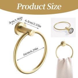 Hand Towel Holder, Stainless Steel Bathroom Towel Holder Towel Ring Round Small Towel Rail Gold Towel Hanger Wall Mounted Toilet Roll Holder for Bathroom Kitchen Hotel
