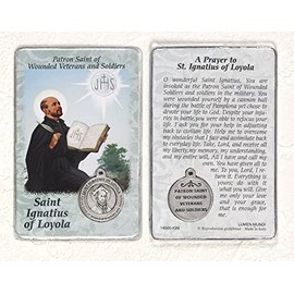 Saint Ignatius of Loyola, Patron Saint of Wounded Veterans and Soldiers, Prayer Card and Medal