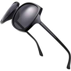 The Fresh Women's Oversized Square Jackie O Cat Eye Hybrid Butterfly Fashion Sunglasses - Exquisite Packaging (723301-Black, Grey Polarized Lens)