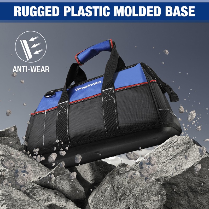 WORKPRO 16-inch Wide Mouth Tool Bag, Heavy Duty Cloth Tool